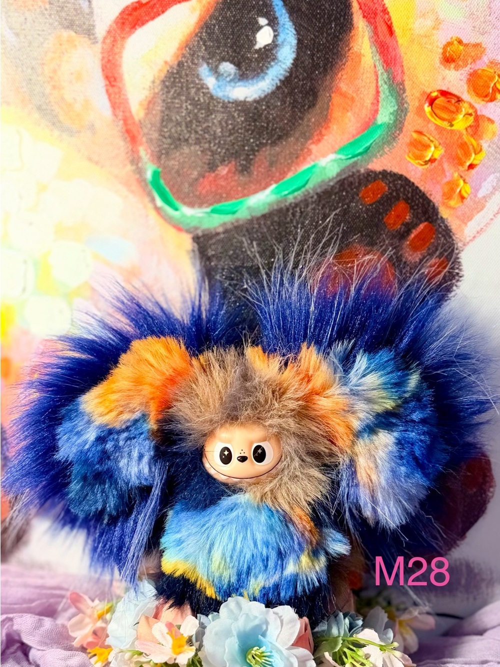 Plush Fluffy Mini Monster Toy - Blue & Orange